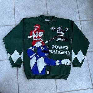 Vintage Mighty Morphing Power Rangers Knit Sweater Made in USA NWT Youth Large